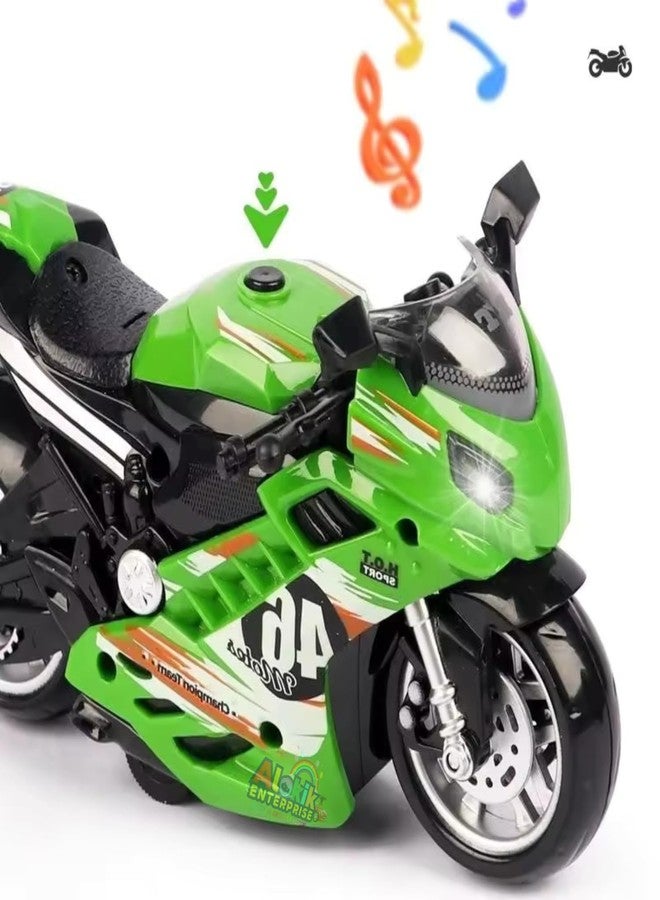 Alokik Enterprise لعبة دراجة نارية رياضية من ألوكيك إنتربرايز، لعبة دراجة نارية تعمل بالسحب للخلف، هدية صغيرة مع موسيقى وإضاءة، لعبة دراجة نارية لاتيه للأطفال الأولاد، أفضل هدية عيد ميلاد، عبوة من قطعة واحدة (لون عشوائي) - Image 5